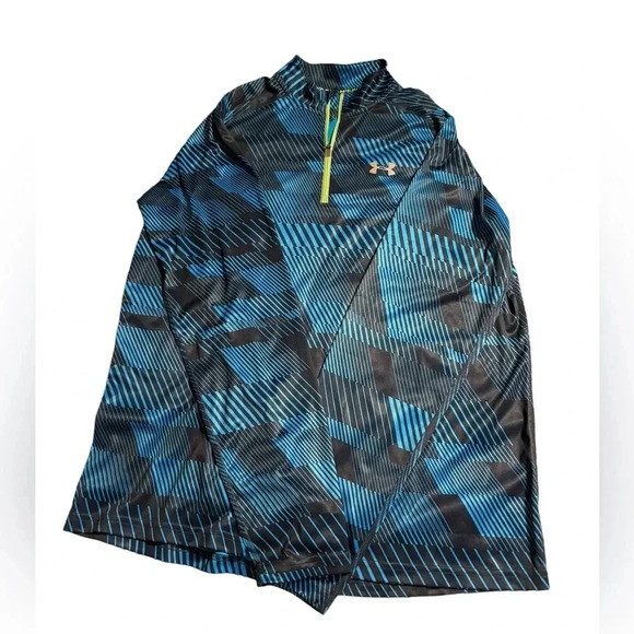 Under Armour Men's XL Fitted Blue & Black Geometric Pullover Running Shirt - Picture 3 of 6